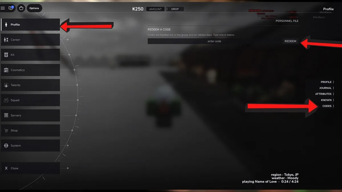 How to redeem codes in Venture: AOT
