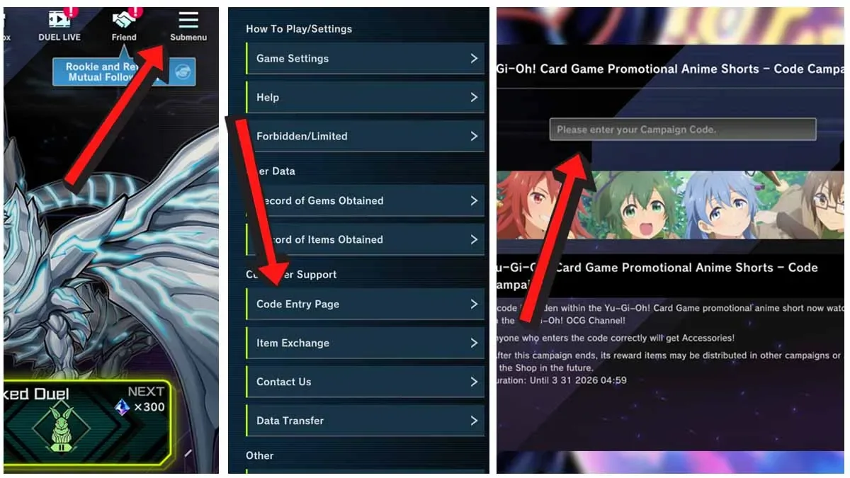 How to redeem codes in Yu-Gi-Oh Master Duel