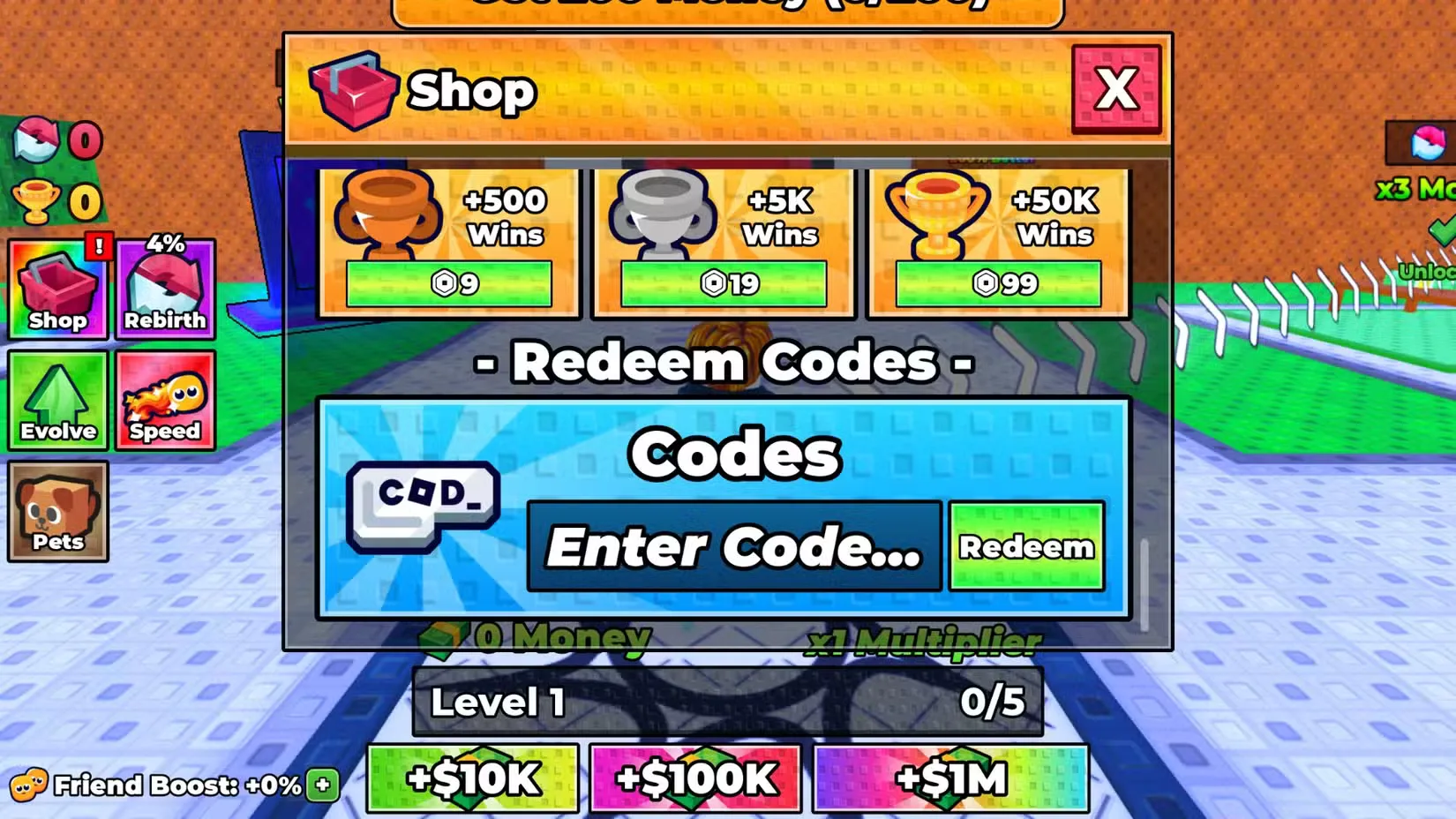 How to redeem codes in +1 Money Per Click
