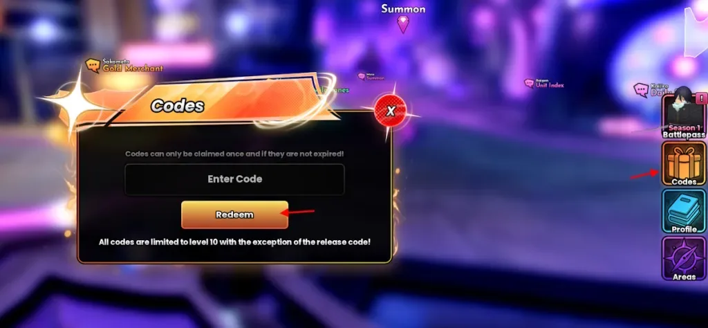 How to redeem codes in Anime Origins