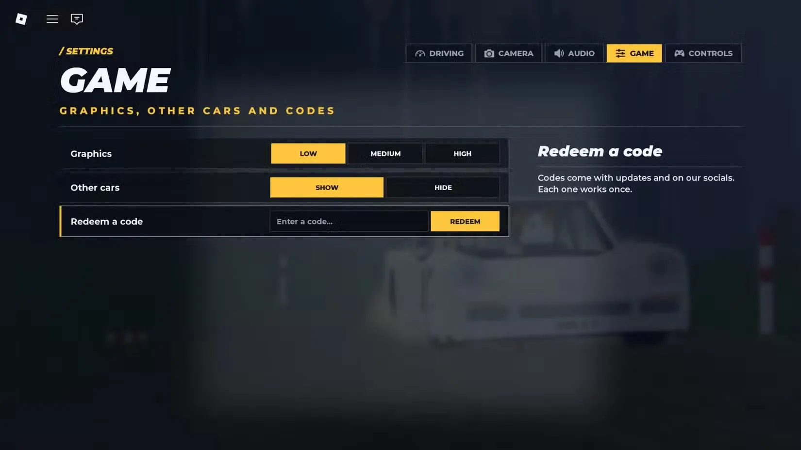 How to redeem codes in Backseat Rally