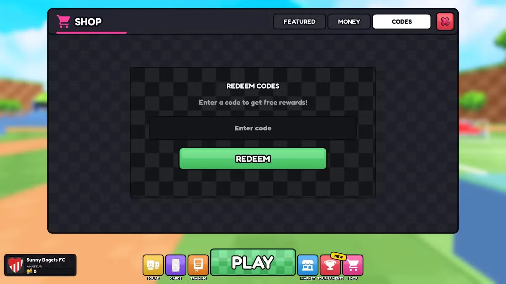 How to redeem codes in Be a Soccer Manager