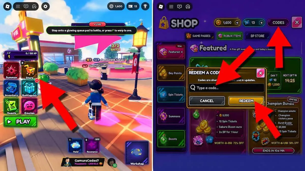 How to redeem codes in Bey Rivals