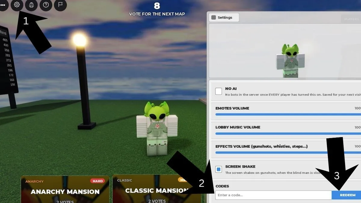 How to redeem codes in Blind but dangerous