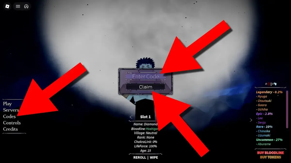 How to redeem codes in Bloodlines