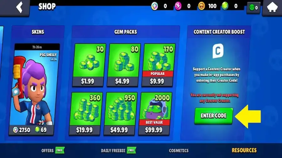 How to redeem codes in Brawl Stars