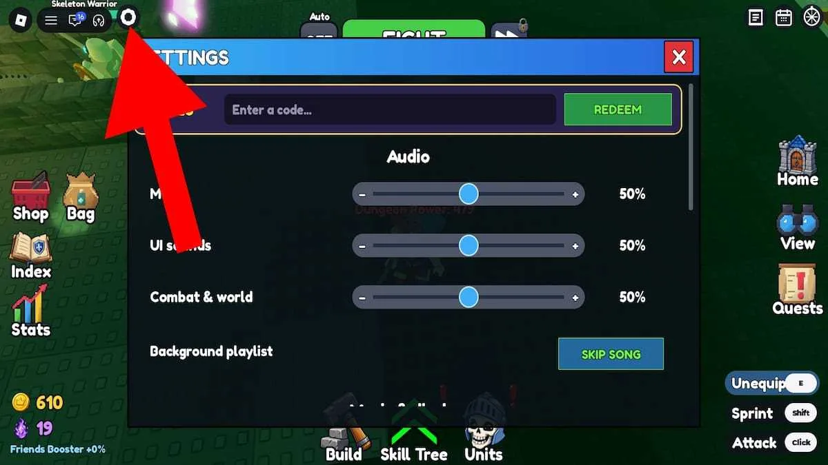 How to redeem codes in Build a Dungeon