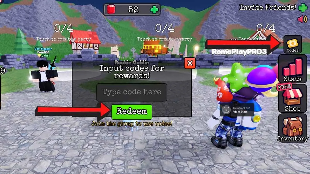 How to redeem codes in Collect The Coins