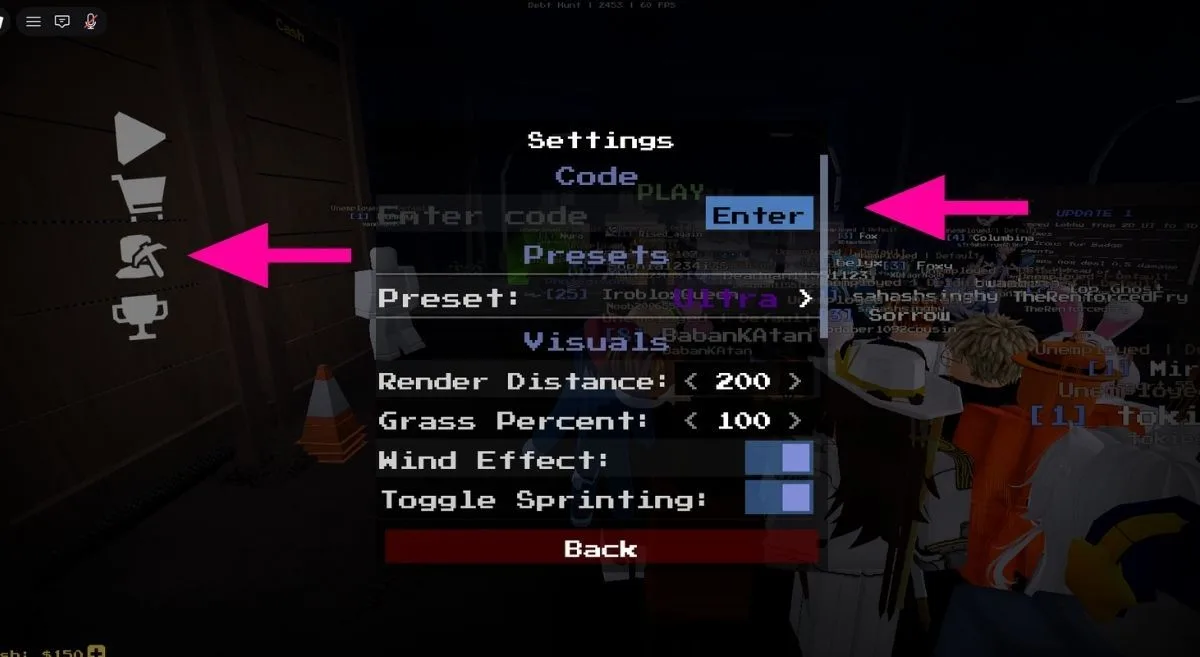 How to redeem codes in Debt Hunt