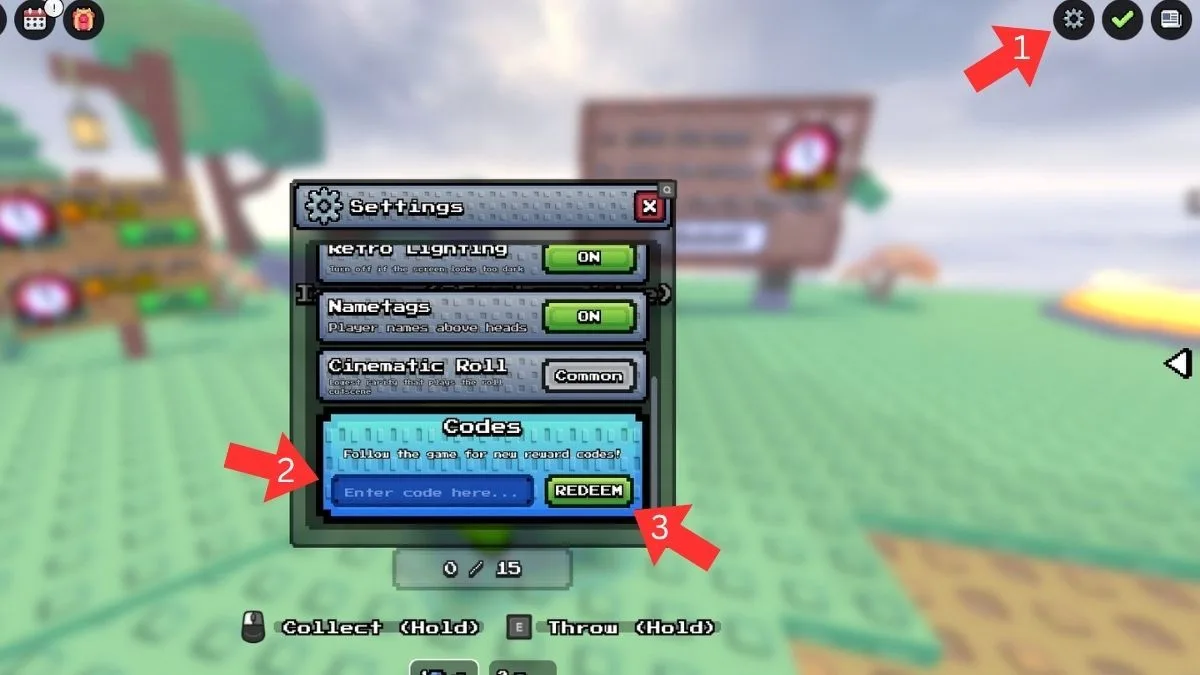 How to redeem codes in Drop a Fruit