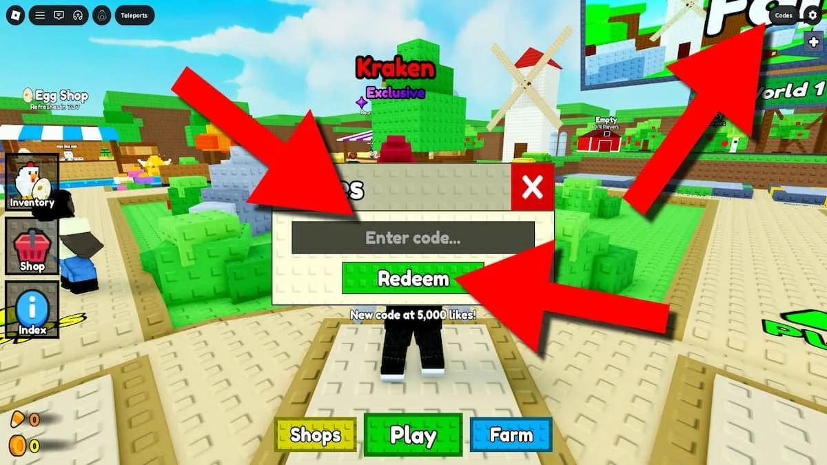 How to redeem codes in Egg Tower Defense