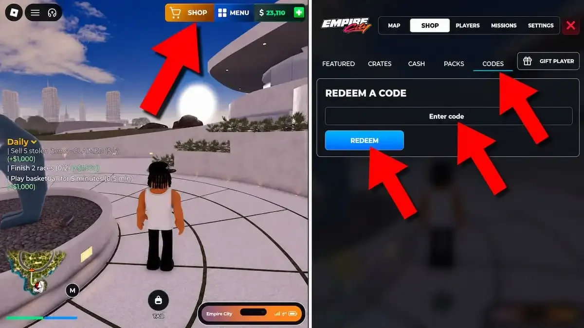 How to redeem codes in Empire City