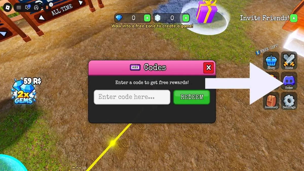 How to redeem codes in Escape the Cave
