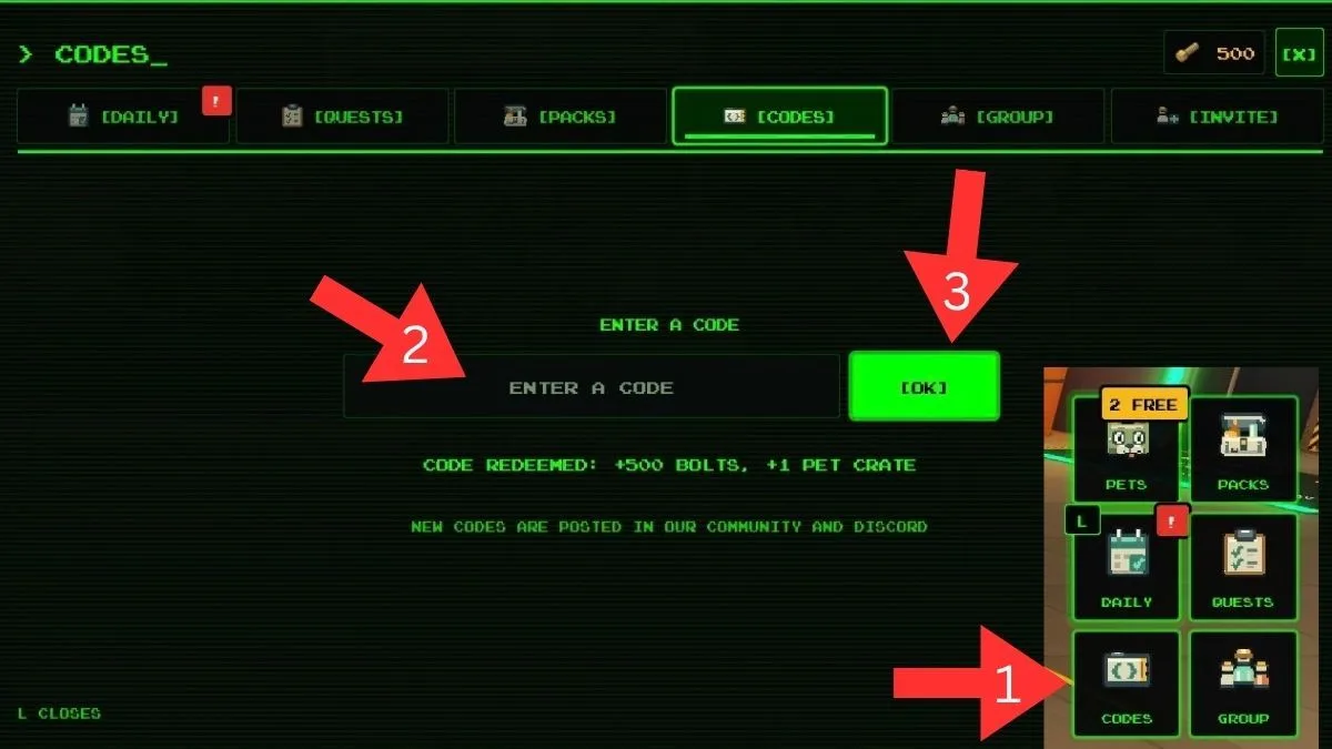 How to redeem codes in Feed the Pit