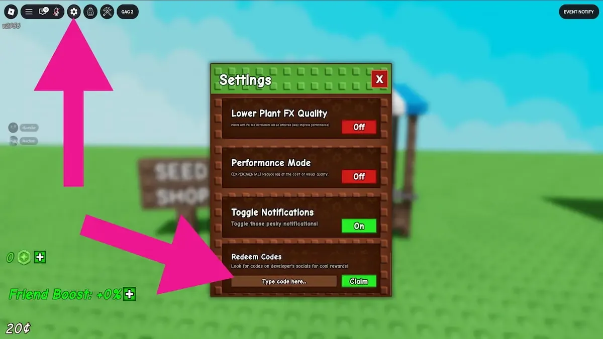 How to redeem codes in Grow a Garden 2