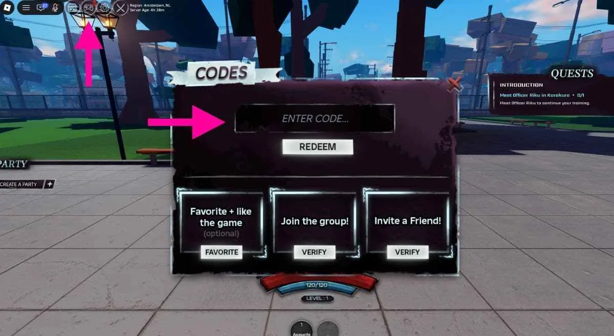 How to redeem codes in HOLLOW