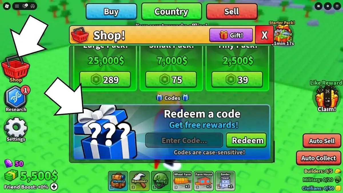 How to redeem codes in Mini War