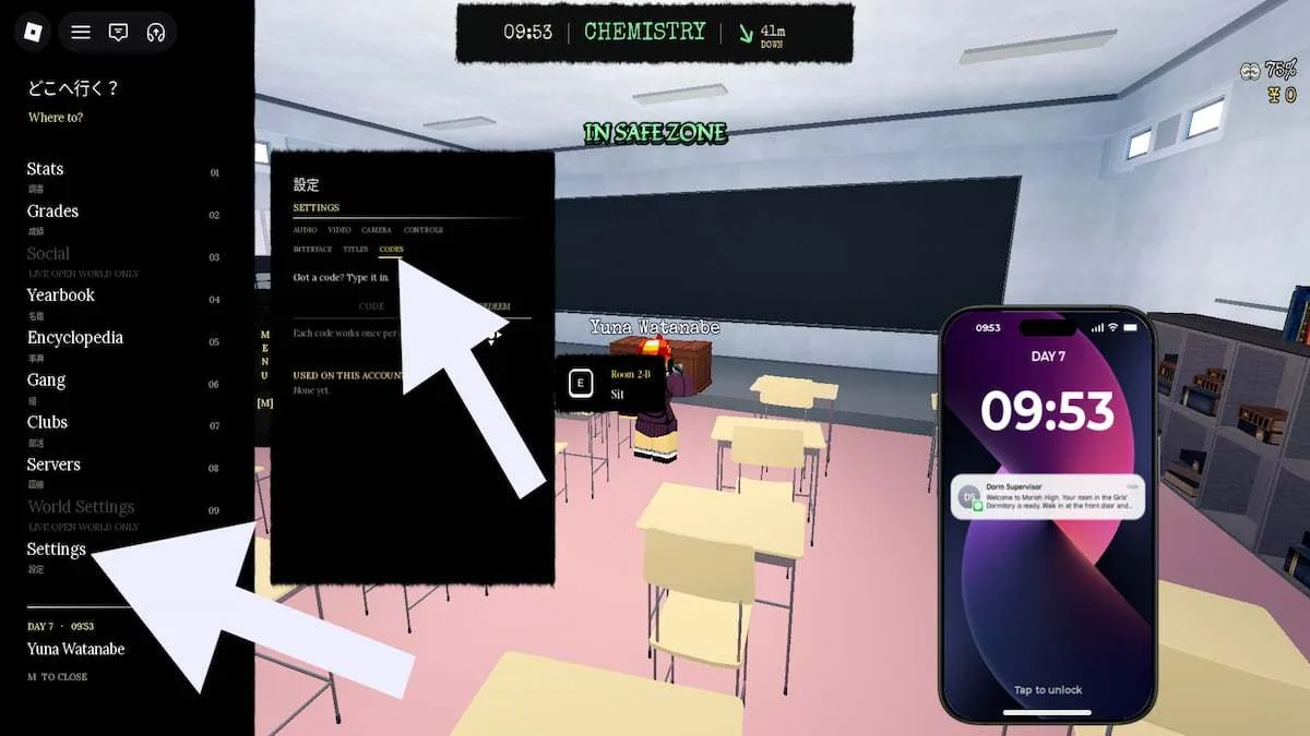 How to redeem codes in Morioh High