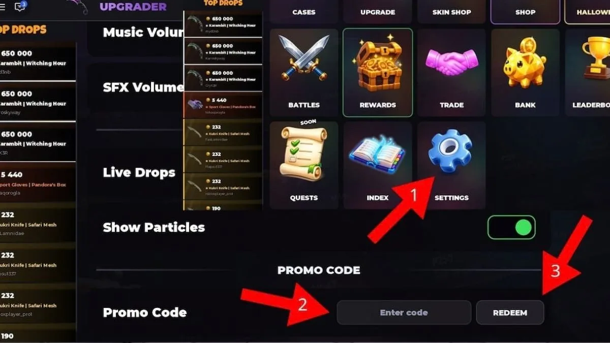How to redeem codes in MUSOR DROP
