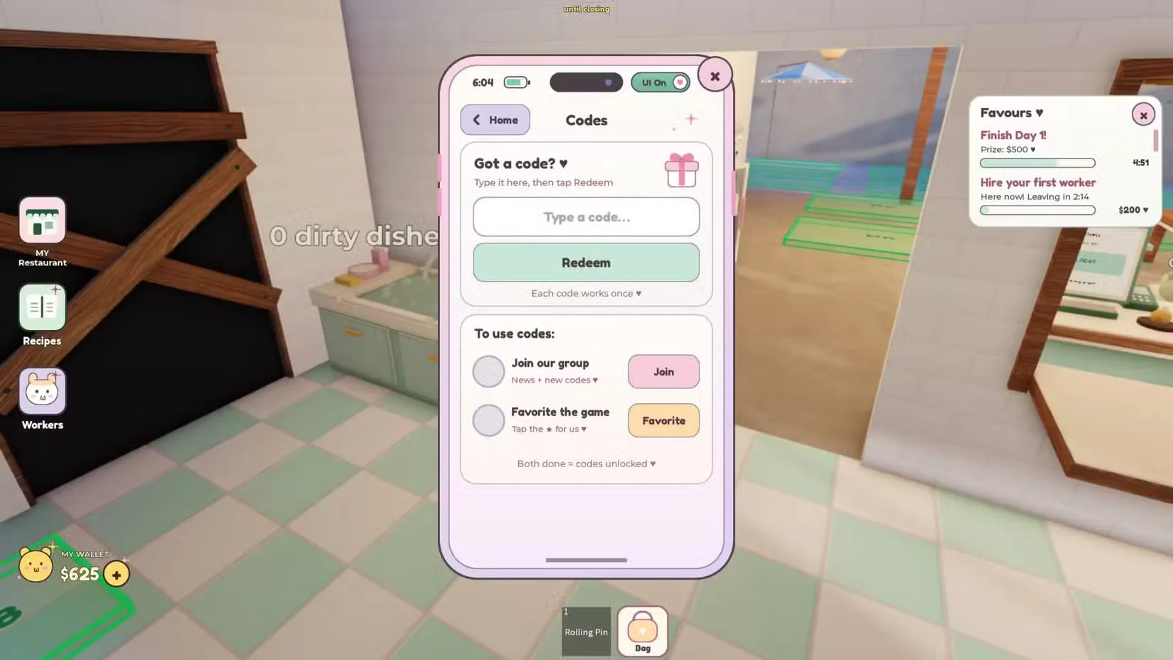 How to redeem codes in My Chiikawa Restaurant