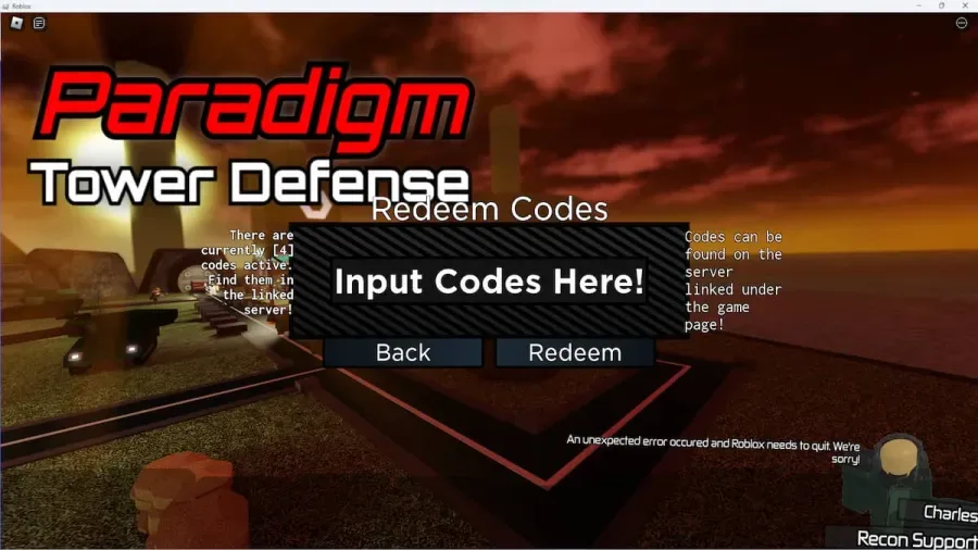 How to redeem codes in Paradigm Shift Tower Defense