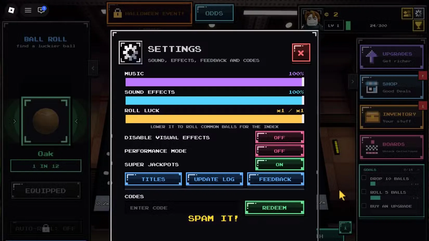 How to redeem codes in Plinky Plonky