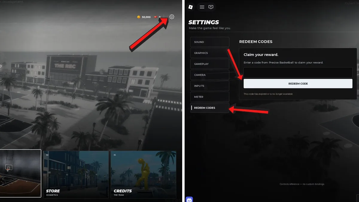 How to redeem codes in Precise Basketball