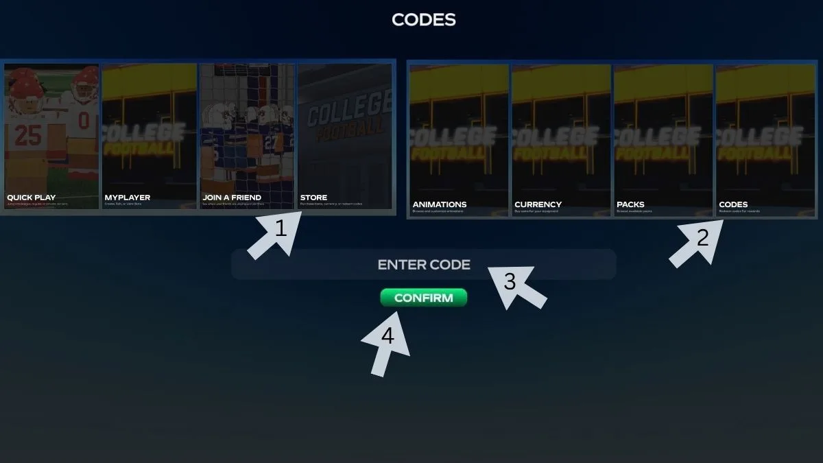 How to redeem codes in Road to Glory Football
