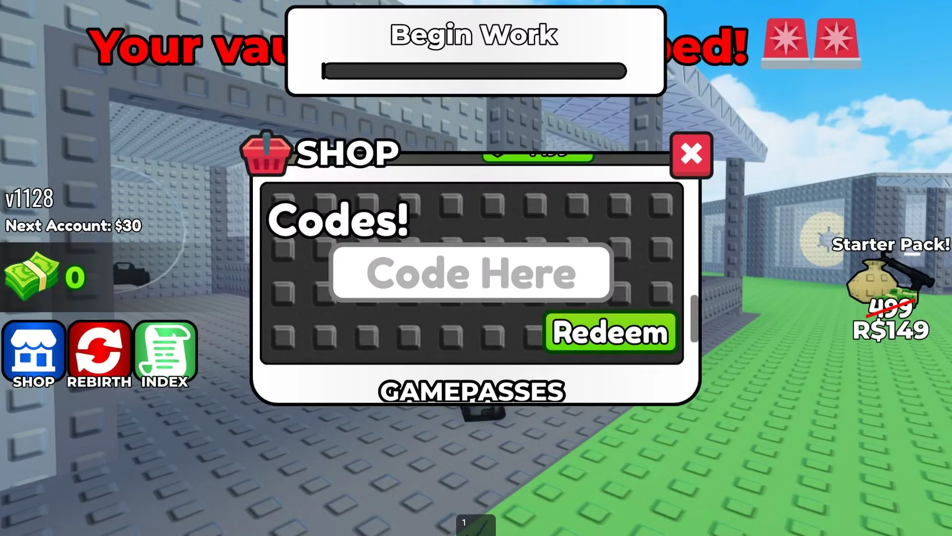 How to redeem codes in Rob a Bank
