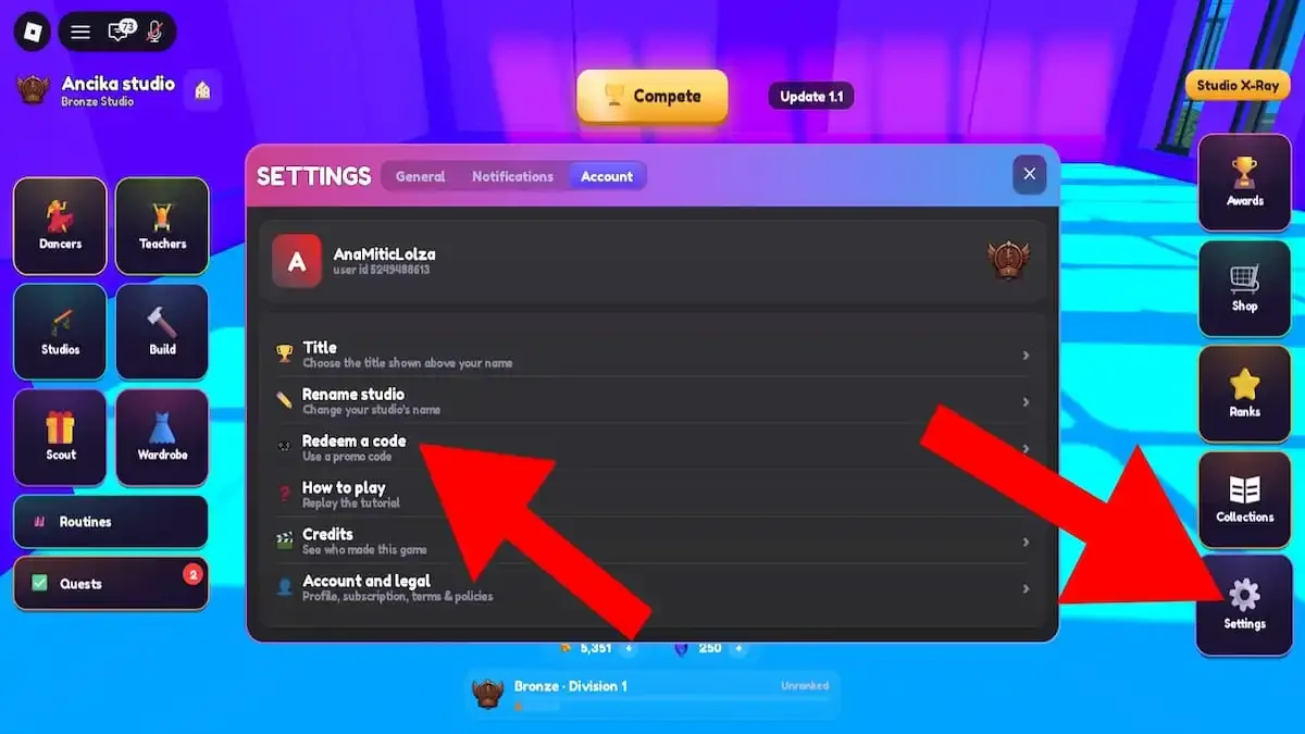 How to redeem codes in Run a Dance Studio