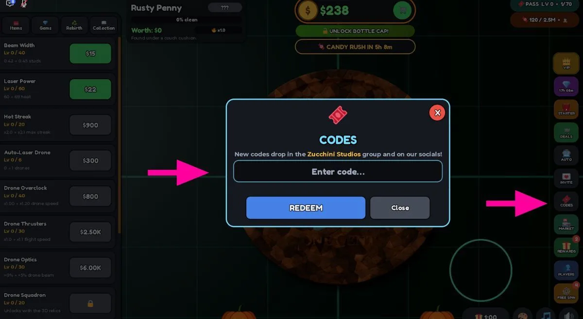 How to redeem codes in Rust Blaster