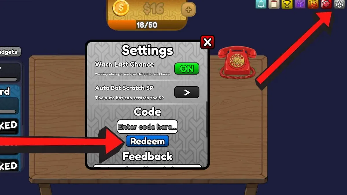 How to redeem codes in Scratchy Loot