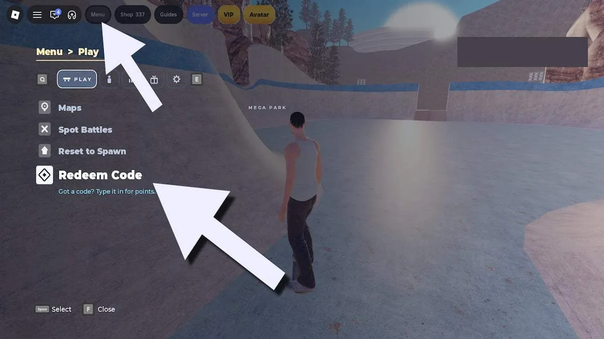 How to redeem codes in Skate Tree