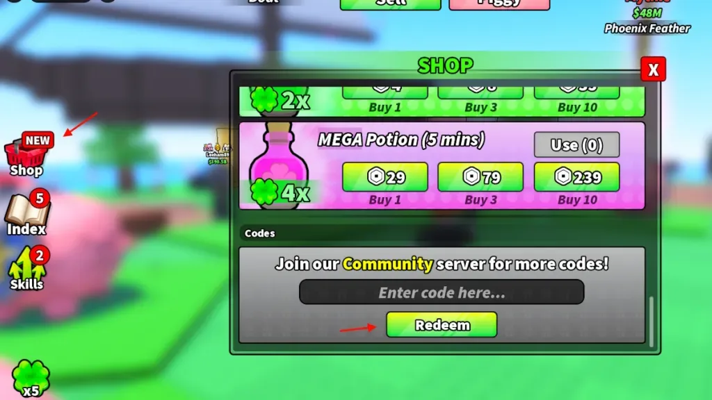 How to redeem codes in Smash a Piggy