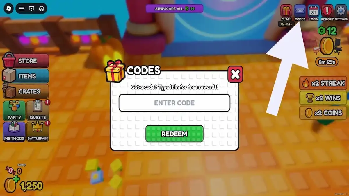 How to redeem codes in Solve The Cube