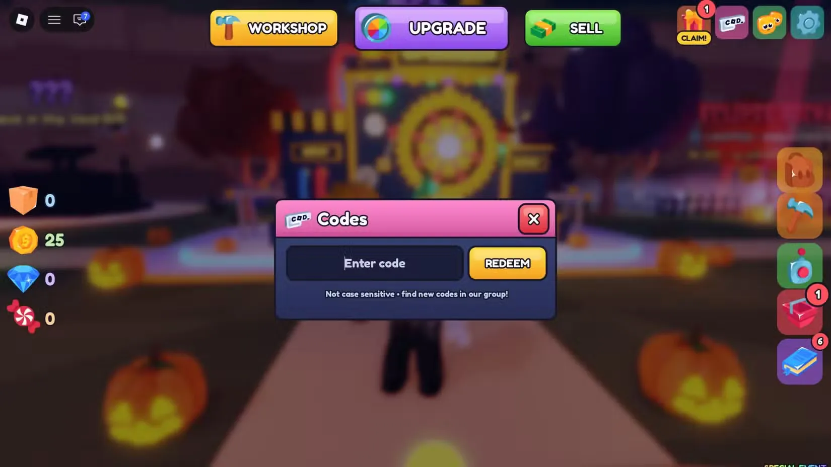 How to redeem codes in Spin To Upgrade