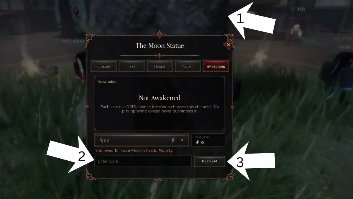 How to redeem codes in Supernatural Realm