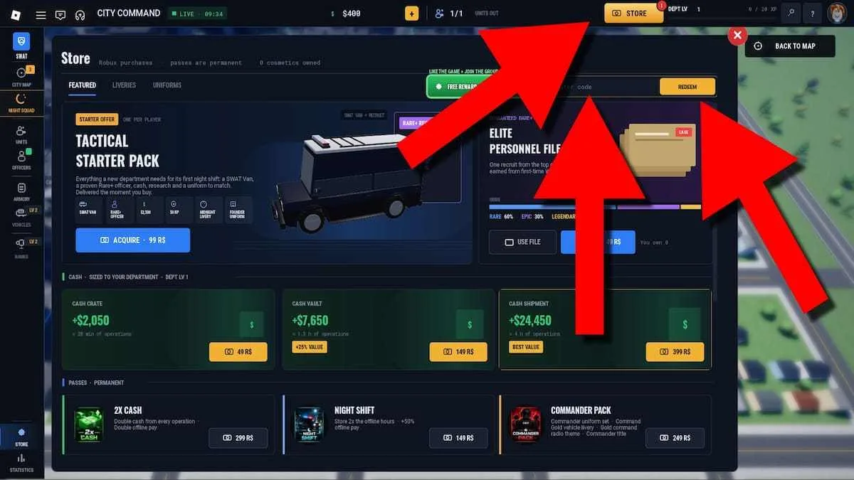 How to redeem codes in SWAT Manager