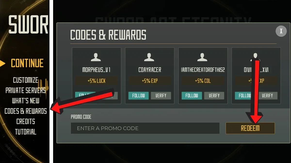 How to redeem codes in Sword Art Eternity