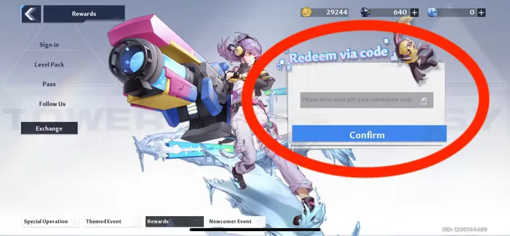 How to redeem codes in Tower of Fantasy