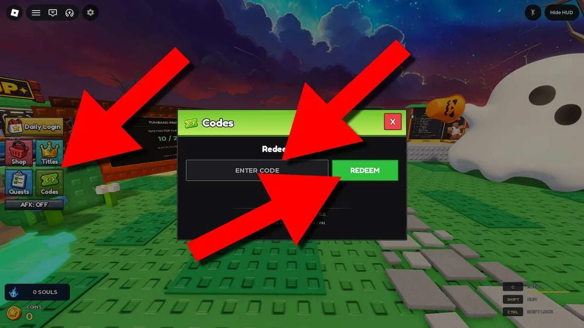 How to redeem codes in TUMBANG PRESO