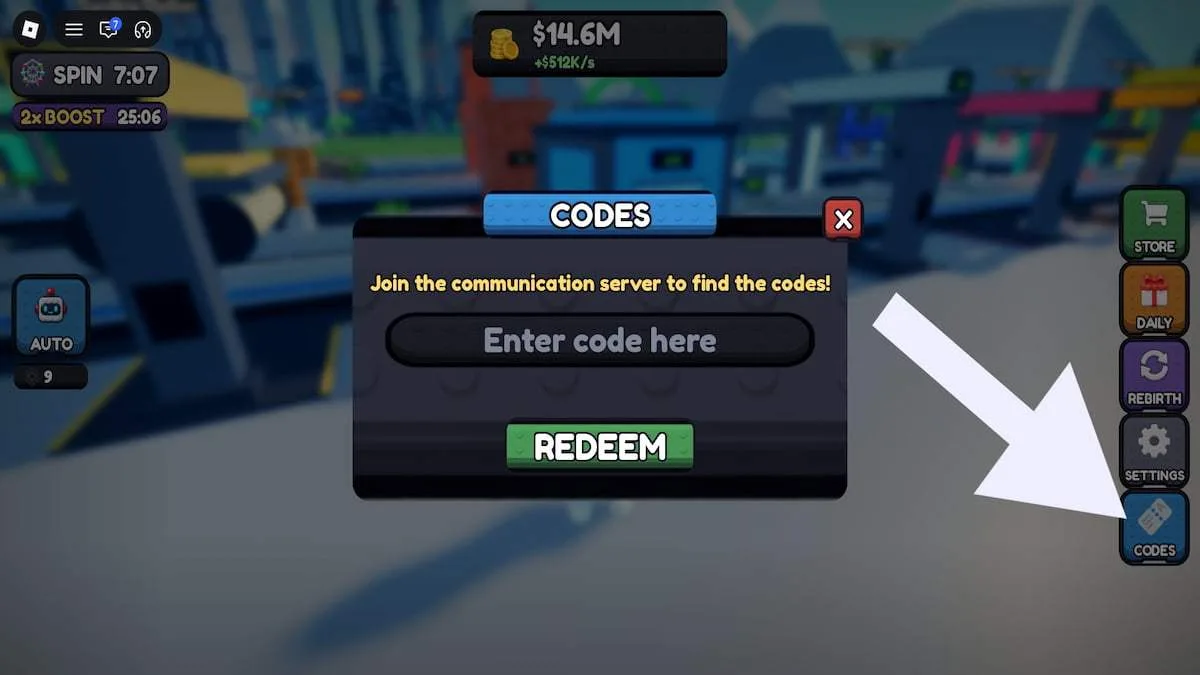 How to redeem codes in Tycoon but one dropper