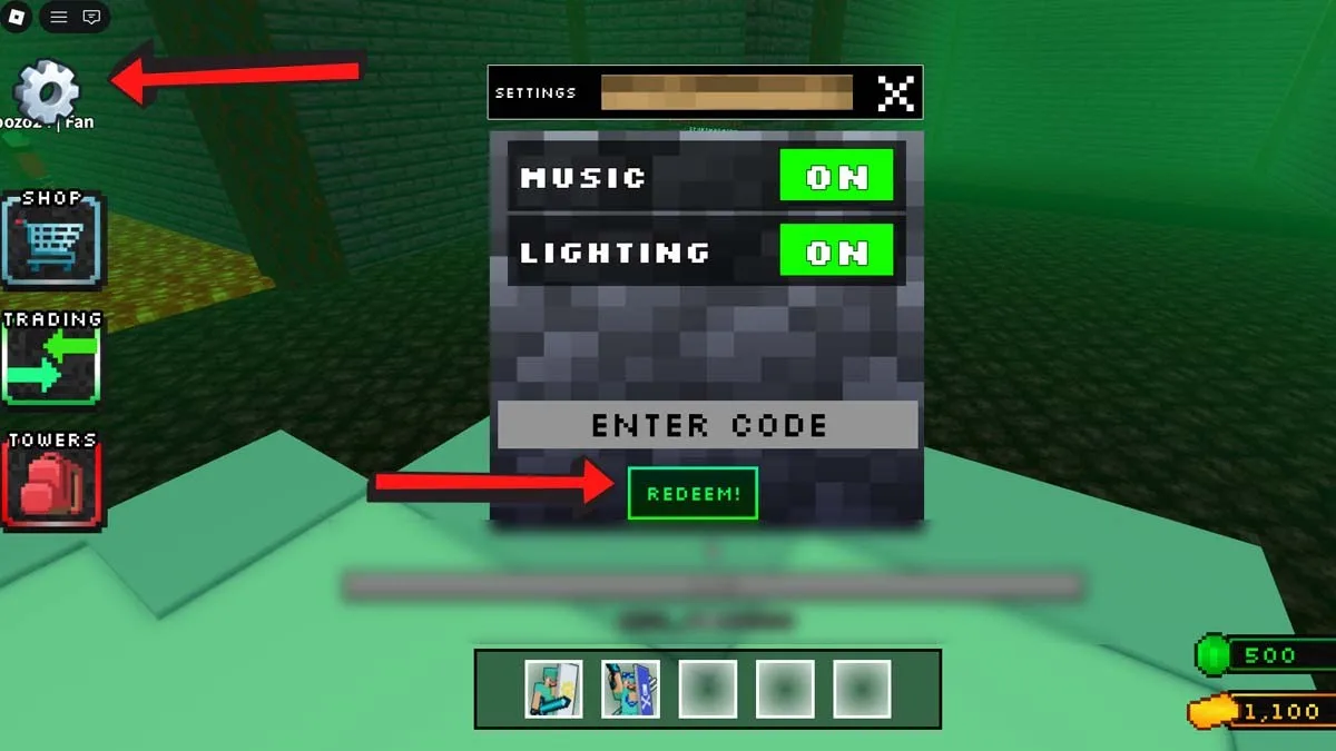 How to redeem codes in Unstable Tower Defense