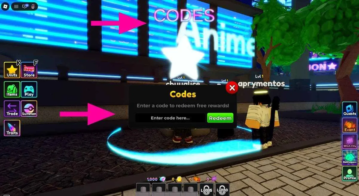 How to redeem codes in Untitled Defense